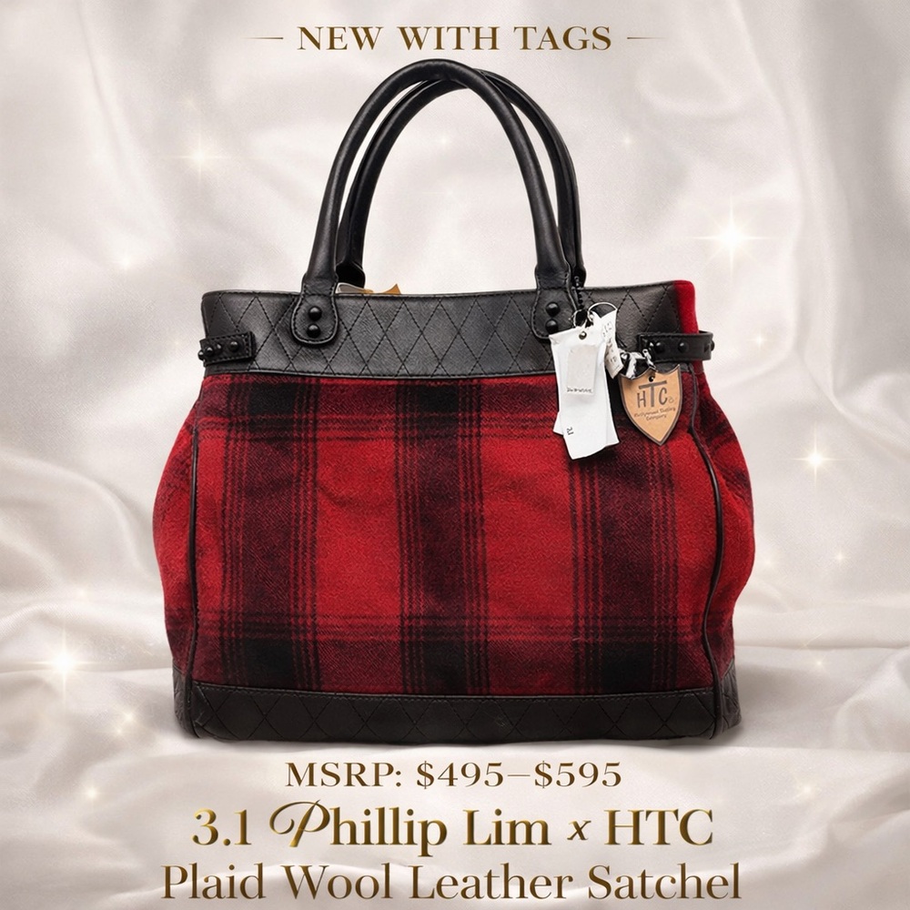 3.1 Phillip Lim x HTC Hollywood Trading Co Plaid Wool Leather Satchel NWT